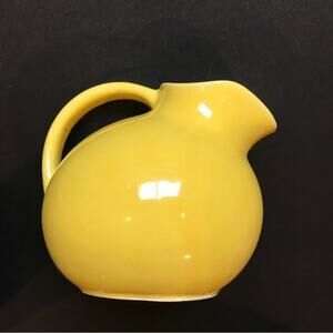 Vintage USA Yellow Ceramic Ball Pitcher with an Ice Lip